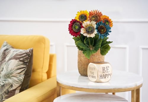 6pcs Artificial Sunflowers Six Colors Fake Sunflowers Bouquet Vintage Fake Silk Sunflowers Large Sunflowers Decor for Wedding Party Garden Home Hotel Office - color: Multi Color