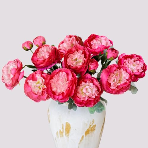 KBREE Ranunculus Artificial Flowers, 5 Pcs Faux Ranunculus Real Touch Stems, Fake Peony Flowers for Wedding DIY Bouquets, Centerpieces, Bridal Shower Decorations & Spring Home Decor (Rose Pink) - color: Rose Pink