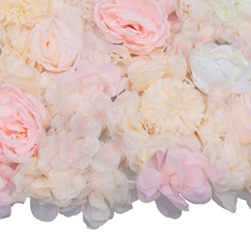 Gdrasuya10 6pcs Realistic Flower Wall Background Artificial Flowers Wall Backdrop Panel 3D Silk Rose Fake Flower Wall Panel Banquet Wedding Party Decor, Photography Background 60 x 40 cm - color: 6pcs, Champagne