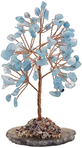 Mina Heal Healing Crystals Tree/Bonsai Tree for Home Decor, Room Decor and Office Desk, Spiritual Gifts for Energy Healing, Good Luck Gifts for Wealth & Prosperity, and Decorative Home Accessories - color: Aquamarine(light Blue)