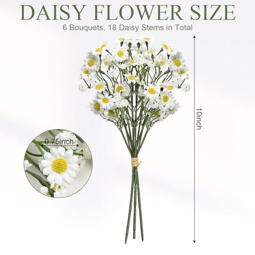Small Daisy Flowers Artificial Wildflowers Chamomile White 18 Pcs | Mini Daisies Flowers Silk Spring Summer Chamomiles for DIY Floral Arrangements Wedding Table Centerpieces Party Home Decor - color: White