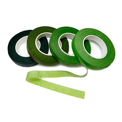 BEADNOVA Floral Tape 1/2inch Mix Green Flower Tape for Bouquets Floral Arranging Stem Wrap Craft (4 Colors Mix, Total 120yards) - color: Green Mix