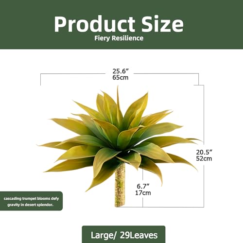 Artificial Plants Outdoors Faux Agave Fake Greenery Outdoor Artificial Plant 28" Fake Plant for Indoor Home Decor Plastic Plant Outdoor Decor Front Porch Decor Faux Cactus(Yellow 2Pcs)No Vase - color: 28''yellow
