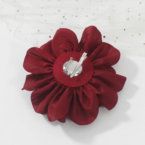 6.3 Inches Large Rose Flower Brooches and Pins for Women | Rose Flower Hair Clips & Brooches for Women Dresses | Hat Pins for Clothes, Burgundy - color: Burgundy