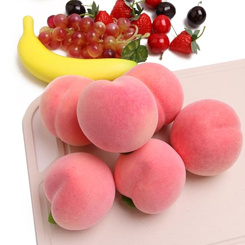 Caihao 9PCS Fake Red Peach Fruit Realistic Foam Peach Fruit is Suitable for Store Decoration, Flower Arrangement, Fruit Bowls, Shops, Cabinets, Photography Props and Other Home Decorations. - color: Red Peach 09