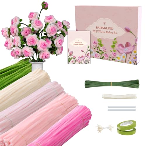 balinging 500pcs Pipe Cleaners Craft for Flowers,Chenille Stems for DIY Flower Making Kit,Pipe Cleaners Projects Creative for DIY Art and Craft,Ideal for Holiday Decoration(Rose) - color: Rose