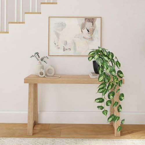 GnFlus Artificial Pothos Fake Ivy Plant with Pot Faux Light Green Leaves Featuring for Home Shelf Decor Indoor Silk Artificial Plant Large - color: Light Green-black Pot