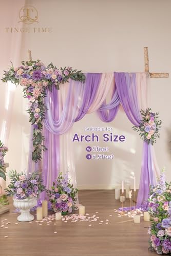 TINGE TIME Artificial Arch Flowers Kit Pack of 5, Wedding Decorations for Reception with Hanging Flowers, Wedding Arch Silk Floral Arrangements Ceremony Backdrop Bridal Shower Outdoor Party Decor - color: Violet&mistyrose