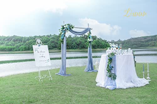 Lisuun Wedding Arch Flowers, Artificial Flowers for Decoration, Large Flower Swag for Boho Styles Wedding Ceremony Floral Decor - Pack of 2 - color: Grey Blue&dark Blue