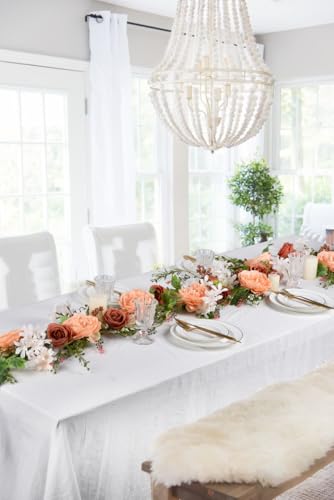 Lvydec 2 Pack Artificial Peony Flower Garland - 6ft Silk Peony Orange Flower Garland Arch Flower Vine for Wedding Party Table Decoration(Orange) - color: Orange