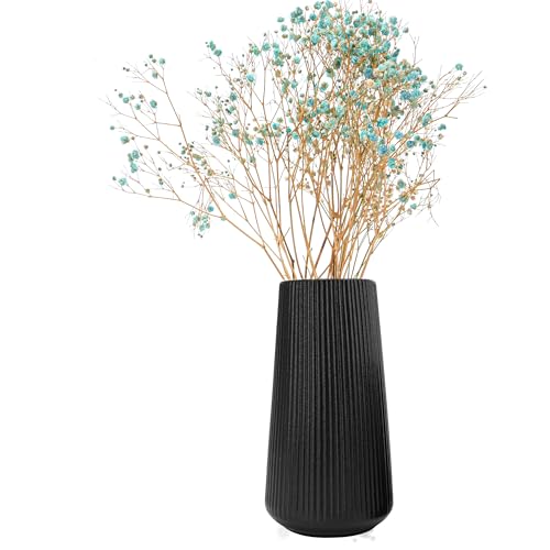 Black Ceramic Vase, GUKJOB Cute Flower Vase for Pampas Grass, Home, Living Room, Dining Table, Farmhouse, Office Decor, Bedroom, Table, and Kitchen Shelf (XL Black) - color: XL Black