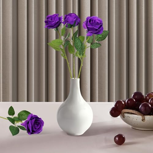 10pcs Purple Silk Roses Artificial Rose Flowers Long Stem for DIY Wedding Bouquet Table Centerpiece Home Décor - color: Purple