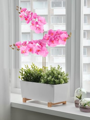 38 Inch 6 PCS Orchids Artificial Flowers Pink Fake Orchids Velvet Silk Orchids Faux Orchid Flowers Long Stem Artificial Flowers for Tall Vase for Home Wedding Decoration(Light Pink) - color: Light Pink