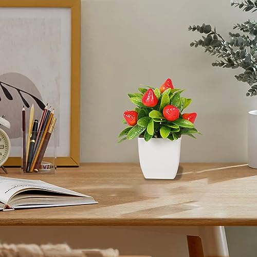 4 Fake Potted Plants Small Artificial Fruit Plants with Pots Lemon 2pcs Strawberry 2pcs Potted Plants for Indoor Decor Outdoor Garden Decorations - color: Type C