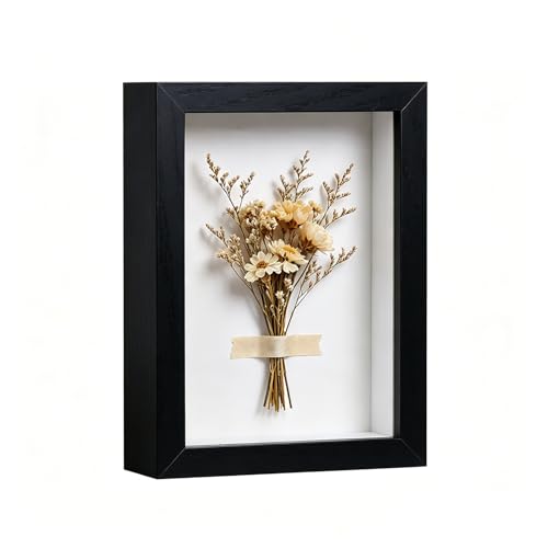 5x7 Shadow Box - Black Wooden Deep Picture Frame with Shatter-Resistant Panel for Wall Decor | 3D Display Case for Military Medals, Flowers, Photos and Crafts | Easy to Open & Ready to Hang Gift Idea - color: Black, size: 1Pcs 5x7in