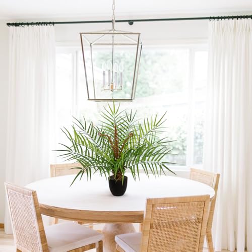Briful Large Fake Plants 19.7'' Potted Faux Palm Plant Realistic Greenery Artificial Plants Indoor for Home Decor Farmhouse Centerpieces Wedding - color: 19.7'' Tall Green