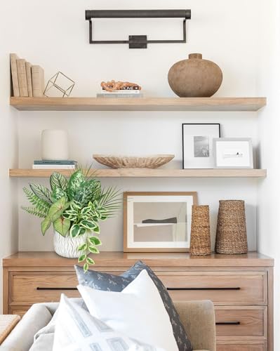 Fake Plants 12.9" Artificial Potted Plant Assorted Faux Plants in Pot Silk Plants Artificial Plants Indoor for Home Living Room Bedroom Bathroom Office Desk Table Centerpieces Shelf Greenery Decor - color: Cement Pot