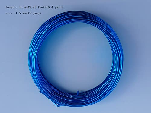15 Gauge Anodized Aluminum Wire 49 Feet for Jewelry Making Craft DIY（1.5mm,Lake Blue,41516） - color: Lake Blue, size: 15 Gauge