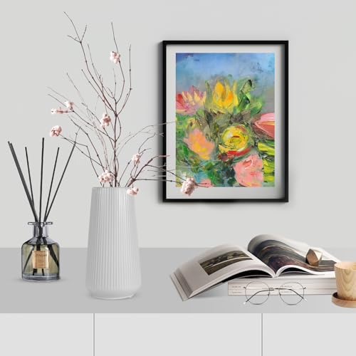 Grey Ceramic Vase, GUKJOB Small Cute Flower Vase for Pampas Grass, Home, Living Room, Dining Table, Farmhouse, Office Decor, Bedroom, Table, and Kitchen Shelf (Grey) - color: Small Gray
