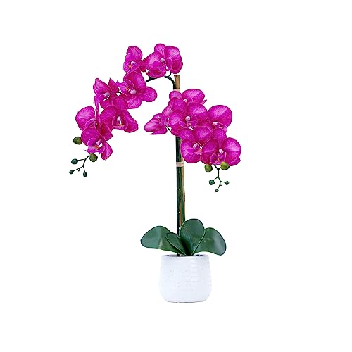 Nearly Natural 19in. Artificial Purple Orchid with Decorative Vase