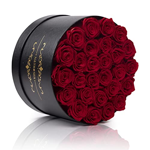 NATROSES Gifts for Her 27 Piece Forever Preserved Roses in a Box, Preserved Flowers for Delivery Birthday, Flowers Gifts for Mothers Day, Red - color: Red, size: 27 Roses
