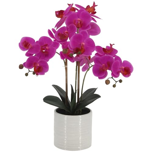 Fake Orchid Plant 23" Tall, Realistic Touch Leaves, Potted Phalaenopsis Artificial Plants Indoor for Home Decor Small Office Home Living Room-Dark Pink - size: 23 Inch Phalaenopsis Orchid Dark Pink