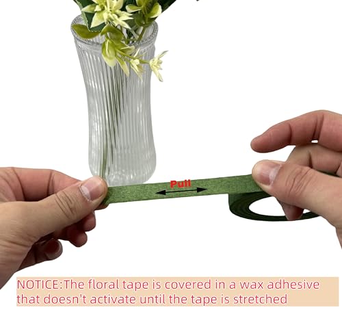Floral Tape 1/2" Wide Flower Tape for Bouquets Floral Arranging Bouquet Stem Wrap Flower Crafts (4, Green) - color: Green