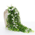 Yinder 2 Set/6pcs Artificial Eucalyptus and Morning Glory Stems, Fake Hanging Flowers for Wedding Home Garden Patio Porch Decor