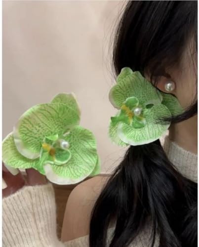 Corkwaw 50 Pcs Orchid Petals Artificial Decorations Orchids Heads Flowers Faux Silk Phalaenopsis Butterfly Flower Heads for Handmade DIY Home Wedding Party Decoration (Green) - color: Green
