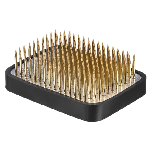 M METERXITY Flower Frog 2.76" x 1.97" Rectangle Copper Floral Arranger Pins Ikebana Holder W Rubber Base for Flower Arrangements/Craft Plant/Home Decor, Floral Kenzan Fixed Tool [1.1cm Pins] - size: 2.76" x 1.97"