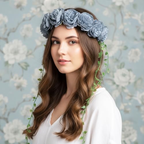 Thiccywoov 200 Pcs Flowers Long Stem Artificial Rose Bulk, 3.2 Inches Silk Rose Head Flowers Faux for Wedding Bridal Bouquet Independence Day Home Floral DIY Centerpieces Party Decoration(Dusty Blue) - color: Dusty Blue