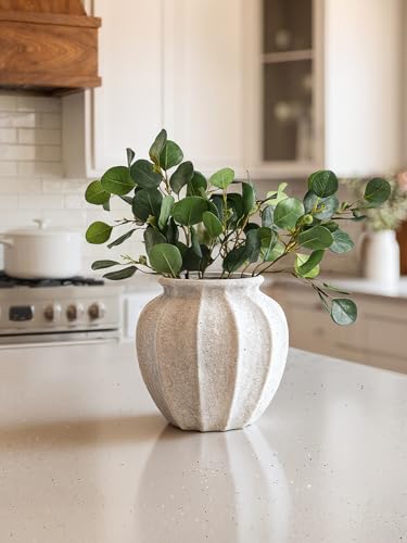 LE TAUCI 9.3" Ceramic Vase, Artisan Large White Ceramic Vase for Modern Farmhouse Home Decor, Substantial & Stable, Handcrafted Flower Vase, Living Room & Dining Room Table Centerpiece, Rustic White - color: White, size: 9.3 inch