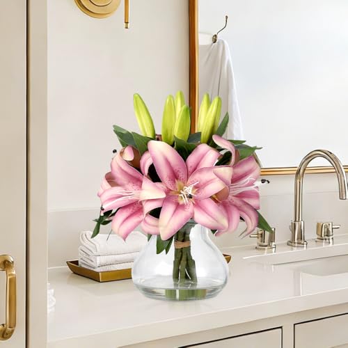 GarveeHome Artificial Lily Flower, Faux Lily Flowers Stems for Vase, Silk Fake Flowers for Home Table Office Wedding Party Decor (Purple) - color: Tiger Lily ,Purple