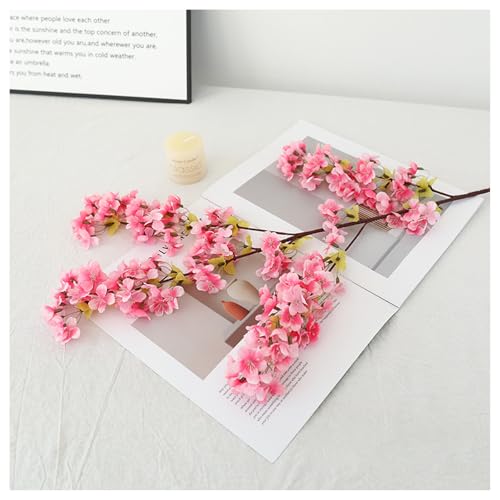 3Pcs Artificial Cherry Blossom Branches - Pink Silk Faux Peach Flowers Stems Fake Plants for Vase Home Wedding Centerpieces Spring Garden Decoration (Pink) - color: Pink