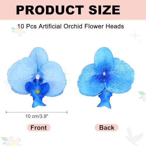 uxcell 10 Pcs Artificial Orchid Flower Heads, Fake Butterfly Orchid Heads Bulk Artificial Flowers for DIY Wedding Bouquets Centerpieces Party Home Decorations, Blue - color: Blue