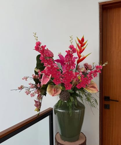 Hot Pink Flowers Artificial Delphinium 8PCS Silk Flowers with Stems 33.46" Tall Artificial Flowers Dark Pink Larkspur Artificial Flowers for Wedding Home Party Centerpieces Arch - color: Hot Pink