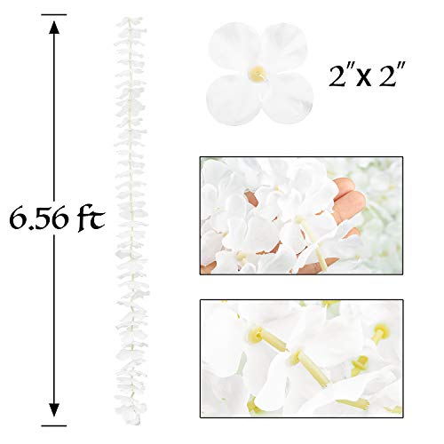 GPARK 10 Pack 6.5 Feet / 78 inch Wisteria Artificial Fake Hanging Flowers Silk Vine Ratta Plants Leaf Garland for Home Wedding Party Garden Outdoor Greenery Wall Decoration White