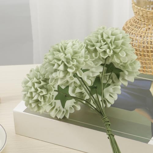 Artificial Flowers, 50pcs Sage Green Artificial Rose for DIY Wedding Bouquets Centerpieces Arrangements, Sage Green Rose and Dahlia Flowers with Stem for Bridal Shower Party Home Decorations - color: Sage Green Rose and Dahlia, size: 50pcs