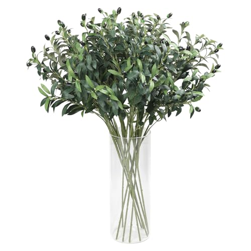 10PCS 32inch Artificial Olive Branches Long Thicken Faux Olive Stems Greenery Plants with Lifelike Olives and Silk Leaves for DIY Floral Crafts Office Wedding Home Decor (Vase Not Included) - size: 32in