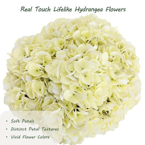 bellacat Real Touch Faux Hydrangea Flowers with 11" Hanging Basket, Fake Hanging Hydrangea Flowers with Realistic Flowers, Artificial Hanging Flowers for Outdoors Porch Patio Balcony (Beige, 2Pack) - color: Beige