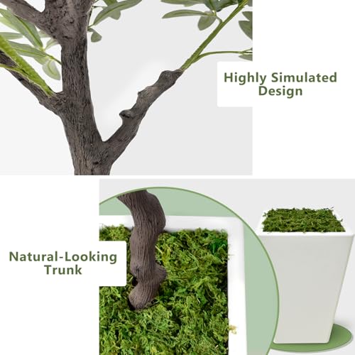 Olive Trees Artificial Indoor 6ft, Tall Faux Silk Plant with Pot, Realistic Leaves and Natural Wood Trunk Fake Trees with Lifelike Fruits for Home Office Decor Bedroom Livingroom Entryway Housewarming - color: 6 Ft