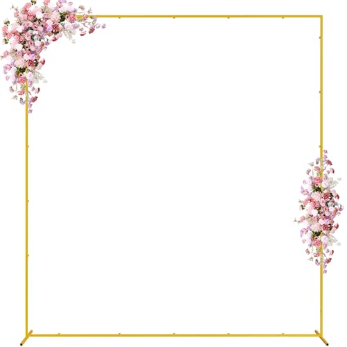 Wokceer Wedding Arch Backdrop Stand Square 7.2 x 6.6 FT Wedding Arches for Ceremony Metal Balloon Arch Frame for Weddings Birthday Party Garden Arbor Anniversary Event Decor - color: Gold, size: 7.2FT x 6.6FT