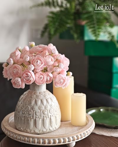 Letjolt Artificial Ranunculus Flower Pink Silk Flowers, 18pcs | Wedding Engagement Centerpieces, Bridal Shower Decorations, Home Decor, Faux DIY Bouquet - color: Pink