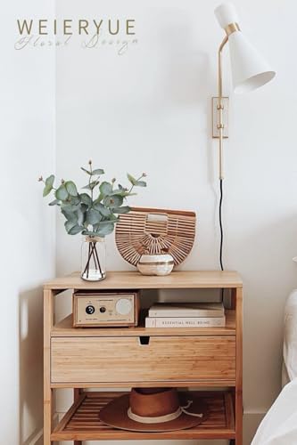 Artificial Eucalyptus Stems in Glass Vase with Faux Water,Artificial Plants Eucalyptus Leaves for Shelf Desk Bathroom Farmhouse Room Coffee Table Home Decor, Central Decoration. - color: Eucalyptus Leaves 6