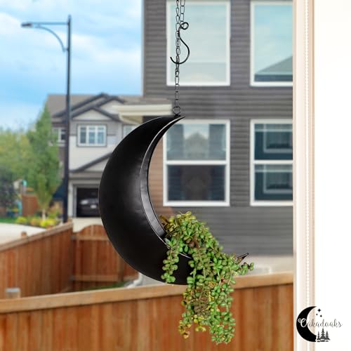 Hanging Moon Planter for Moon Room Decor - Great for Succulents, Air Plant, Mini Cactus, Faux, Artificial Plants-Boho Hanging Planters for Indoor Plants, Witchy Gifts for Women, Birthdays,Plant Lovers - color: Black Moon Planter Only