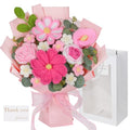 RICHMYC Crochet Flower Bouquet, 10.6 in Pink Handmade Crochet Bouquet Knitted Flowers Roses Tulip Flower, Mother’s Day Personalized Gifts for Birthday Anniversary Mom Women Wife Lover