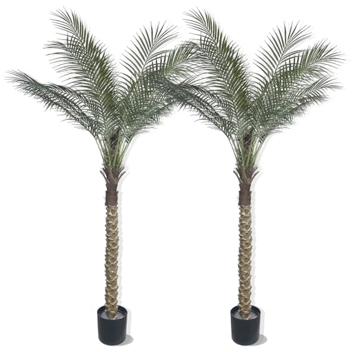 6ft Artificial Palm Tree Outdoor/Indoor, UV Resistant Faux Palm Tree with Real Bark, 72" Large Fake Silk Tree in Pot for Home, Office, Living Room, Patio, and Yard Decor - size: 6FT-S