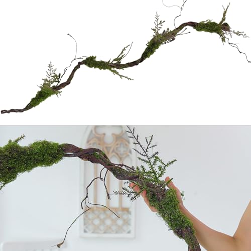 1Pcs 78.9inch Large Bendable Artificial Craft Moss Garland Faux Tall Tree Trunk Branches Grape Vines for Halloween Haunted Mansion Wedding Arch Room Outdoor Mantel Wall Hanging Forest Greenery Decor