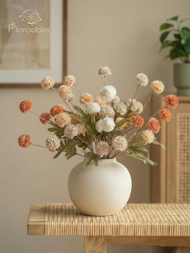9pcs Fake Flowers Silk Mini Mums with Stems, Mixed Beige Faux Chrysanthemum Pompon Balls Artificial Flower Bulk for DIY Wedding Centerpieces, Vase Fillers, Floral Arrangements & Home Decor - color: Mixed Beige