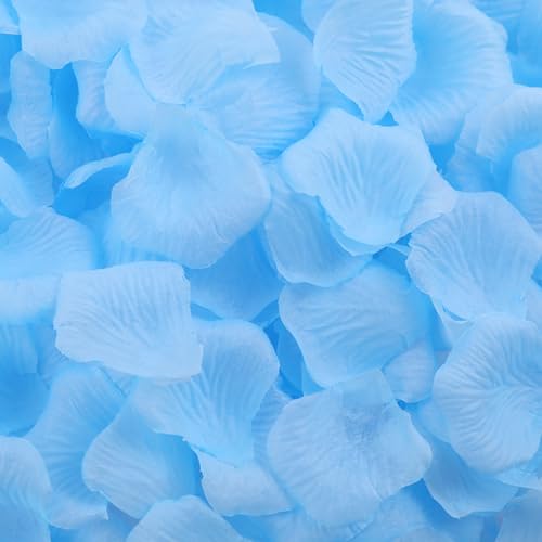 1000 Pcs Artificial Fake Rose Petals,Flower Petals for Romantic Night, Engagement, Party, Wedding, Event Flower Decorations, in Bulk(Light Blue) - color: Light Blue, size: 1000Pcs